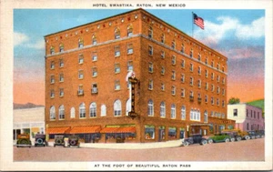 RATON, NEW MEXICO - BUSY HOTEL SWASTIKA - OLD POSTCARD - Picture 1 of 2