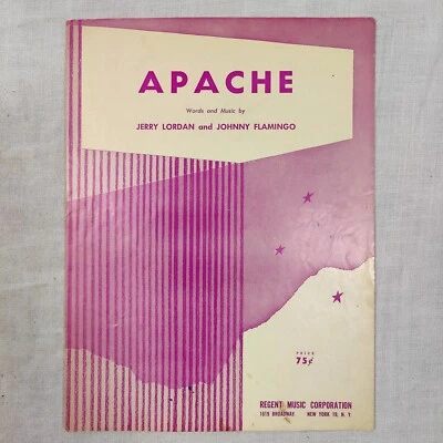 Rare 1962 Vintage APACHE by Jerry Lordan Johnny Flamingo Song Piano Music Sheet - Image 1 of 4