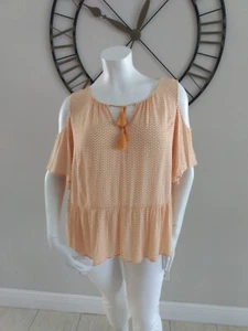 A.N.A. Blusa amarilla con borla manga aleteada hombro frío para mujer talla XXL - Imagen 1 de 10