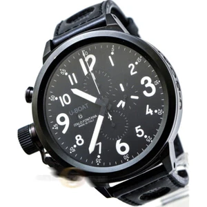 U-Boat Flight Deck U-7750 Stainless Steel Black Dial Automatic Leather Strap - Picture 1 of 4