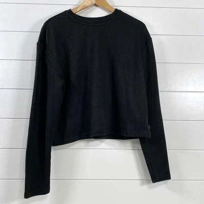 UGG женщин Crewneck укороченный пуловер толстовка sz L черный удобный уютный Athleisure - Изображение 1 из 4