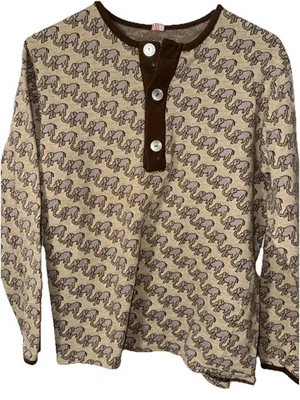 70's Vintage Turtle King Elephant Henley Long Sleeve Knit Shirt Size Medium - Image 1 of 4