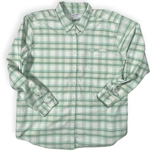 Cabin Creek Long Slv Shirt Plaid Green 16 Wrinkle Free Cotton Blend Grunge Read* - Picture 1 of 14