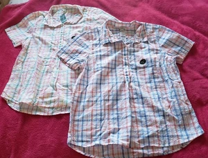 NWT Lot 2 Ladies L.L. Bean Cotton Seersucker Multicolor Plaid Popover Blouse, M - Picture 1 of 3