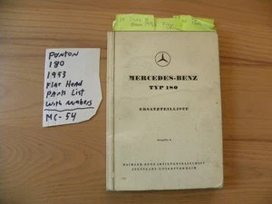 Mercedes Benz Ponton 180 W120 M136 Dealer Level Spare Parts List Book Manual - Picture 1 of 14