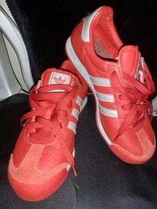 RARE VINTAGE LADIES U.K. SIZE 4 ADIDAS ORIGINALS SAMOA VERY RARE RED/SILVER 2003 - Picture 1 of 16