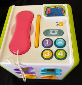 RARE Red Box Electronic Activity Cube SHAPE SORTER Phone Telling Time Clock NICE - Picture 1 of 10