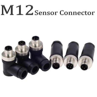 M12 Connector 8 Pin 8Pin Sensor Adapter M/F Straight/Angle Waterproof Plug - Image 1 of 4