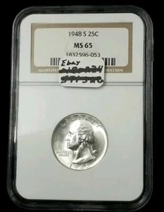 1948-S 25C Washington Quarter NGC MS 65 #2026 - Picture 1 of 2