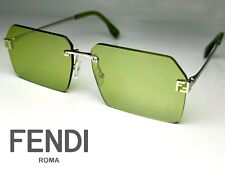 Brand New Fendi Sunglasses FE40043U METAL SILVER/ GREEN LENS 16Q 59-145 Italy