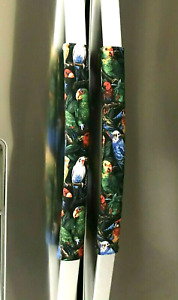 Refrigerator Oven Door Padded Handle Covers Parrots Colored Set of Two