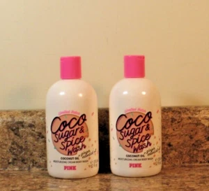 Victoria's Secret PINK Coco Sugar & Spice Moisturizing Cream Body Wash LOT OF 2 - Picture 1 of 2