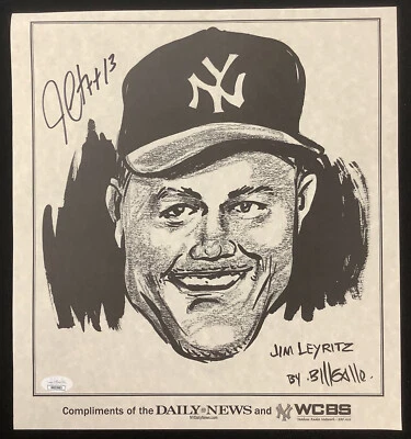 Jim Leyritz Signed Daily News Insert 1999 WS Bill Gallo Art NY Yankees Auto JSA - Image 1 of 3