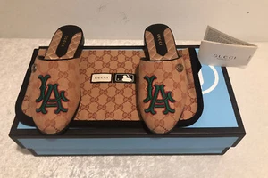 NIB Gucci x LA Dodgers GG Supreme Flamel Mule 36EU/6US $945.00 *Limited Edition* - Picture 1 of 12