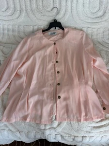 Vintage Josephine Womens Blouse Top Silky Soft Pink Button Down Long Sleeve 18 - Picture 1 of 6