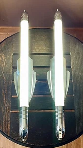 Antique Large Chrome Art Deco Wall Sconces Light Fixtures Vanity Mirror Theater - Picture 1 of 24