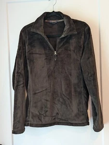 Lands End Girls Large 14-16 Brown Pullover 1/4 Zip Polar Fleece Jacket Casual - Picture 1 of 15