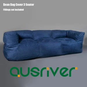Classic Office Living Room 3 Person Couch Seater Bean Bag Cover Navy BB3PNVY - Picture 1 of 5