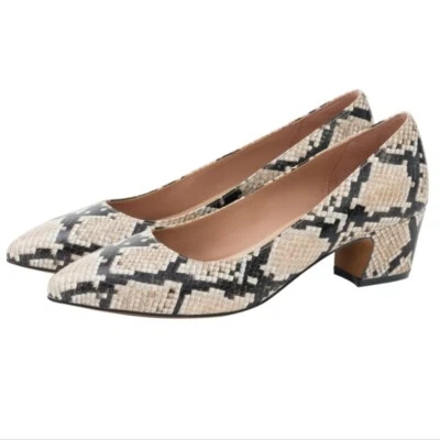 Linea Paolo BARDOT II | Zapatos de tacón bajo cubano cuero estampado serpiente talla 9 Foto 1 de 4