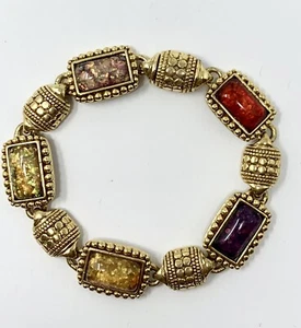 Joan Rivers Opal Multi Color Magnetic Bracelet Antique Gold Tone Bracelet - Picture 1 of 6