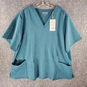 Mandala Womens Caribbean Blue Scrub Top 4XL 6 Pocket Medical Nursing NWT - Picture 1 of 6