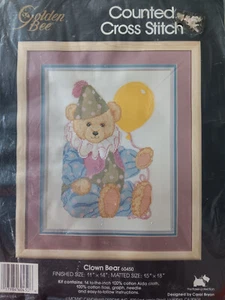 Neu Goldene Biene Clown Bär Kreuzstich 11x14" Kit/XX2 - Bild 1 von 4