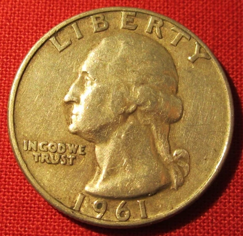 1961 D Washington Quarter- 90% Silver - Circulated - Actual Coin (2807) Cover
