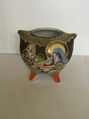 VINTAGE VICTORIA SATSUMA PORCELAIN TEA SET SUGAR BOWL HANDPAINTED ANTIQUE JAPAN - Image 1 of 4