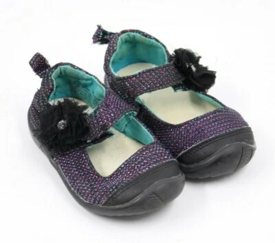 Zapatos George para niñas pequeñas negros morados sin cordones Mary Jane correa talla 5M Foto 1 de 4