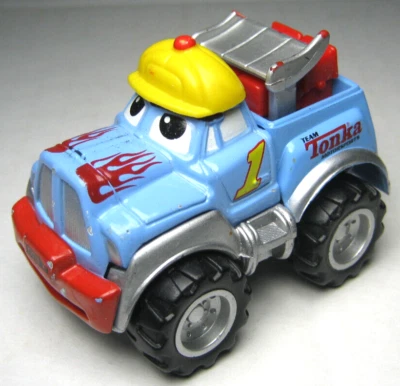 2000 TONKA LIL' CHUCK & FRIENDS #1 BLUE 3" DIECAST ANIMATED PICKUP TRUCK W/ RED - Image 1 of 4