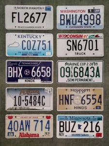 Nummernschild Basteln LOT 10 gemischte Kennzeichen 1991 Alabama NEU Tennessee blau ND Fleet - Bild 1 von 1