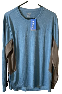 Camisa Izod Para Hombre Grande Azul Gris Elastizada PerformX Genial FX Atlética Manga Larga NUEVA Foto 1 de 4