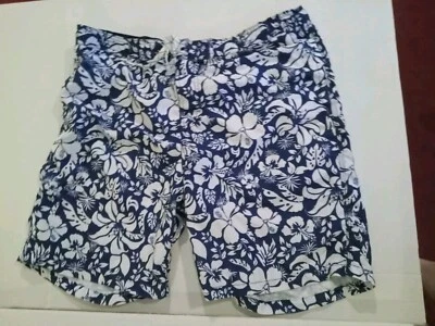 Pantalones Cortos de Natación Merona Para Hombres Talla XL Azul Marino Floral Traje Vacay Playa Foto 1 de 4
