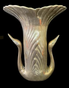 Vintage Double Swan Brass Vase 80’s Decor - Picture 1 of 6