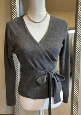 Diane von Furstenberg Dark Grey Wool/Cashmere Ballerina Wrap Sweater Size Small - Image 1 of 4