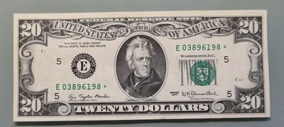 1977 Twenty Dollar Federal Reserve Note $20 STAR NOTE Uncirculated #96445 - Image 1 of 2