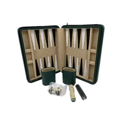 Yellow Mountain Reise-Backgammon Grün Kofferspiel Reisespiel B-Ware - Bild 1 von 4