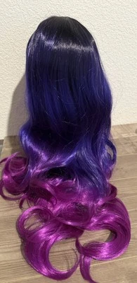 Dark Purple Fuschia Layered Long Wig Synthetic Hair Colored Wigs Cosplay - Image 1 of 4