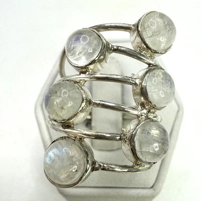 Impresionante anillo vintage de plata de ley .925 talla 9 con piedra blanca Foto 1 de 4