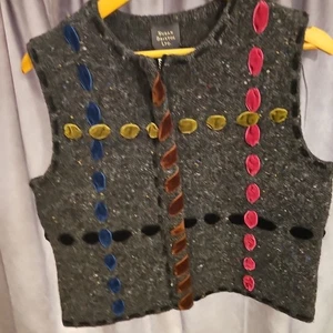 Vintage Susan Bristol Ltd. grau Pullover Weste bunt Gr. S Gr. zu Grube 19 - Bild 1 von 11