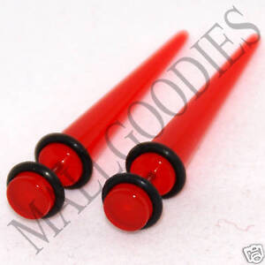 0115 Fake Faux Cheaters Illusion Stretchers Tapers Exanders Ear Plugs 2G 6mm Red