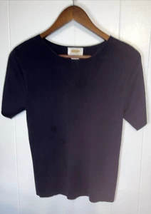 Maglione Pullover Vintage Talbots Donna Taglia Small Petite 100% Seta Nero - Foto 1 di 5