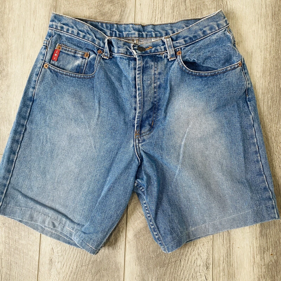 Pantalones Cortos LEI De Colección Para Mujer Azul Denim Tiro Alto Lavado Medio Talla 13 Y2K Foto 1 de 4