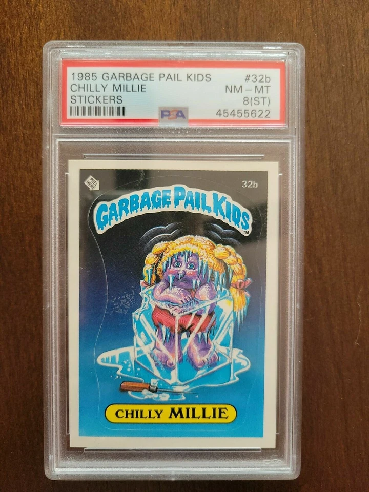 1985 Topps Garbage Pail Kids Chilly Millie Matte Sticker #32b Series 1 OS1 PSA 8 - Image 1 of 2