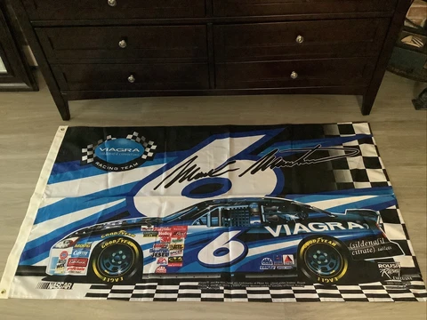 Lg. 3x5 FT Mark Martin NASCAR Viagra #6 Roush Ford Racing Checkered Flag Banner Cover