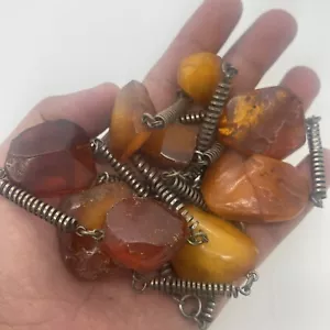 Lange & klobige Vintage alte Butterscotch Baltischer Bernstein Perlen Halskette Schmuck 96 g - Bild 1 von 4