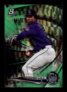 2022 Bowman Platinum Green Ice Foil #Top-80 Jaden Hill SN299 Colorado Rockies