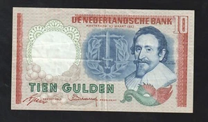 🇳🇱  NETHERLANDS  10 Gulden 1953 XF Banknote P-85 * Hugo De Groot * - Picture 1 of 2
