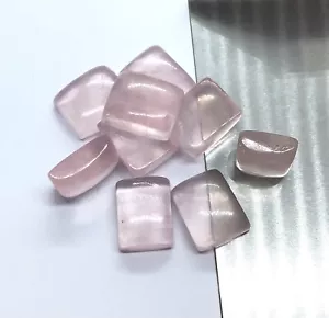 Piedras preciosas naturales sueltas cuarzo rosa rectángulo trasero plano para hacer joyas - Imagen 1 de 24