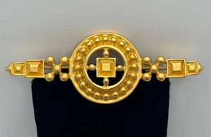 Vintage Givenchy Signed Matte Gold Tone Circle Squares Geometric Brooch - Picture 1 of 12